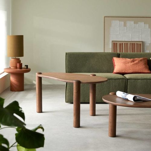 Contemporary coffee table - NORA - TICKET FOR THE MOON - walnut / oak / linen