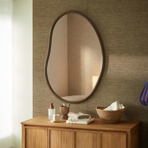 Wall-mounted bathroom mirror - DIM - TICKET FOR THE MOON - contemporary / geometric / wooden