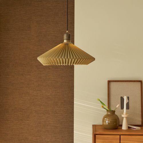 Contemporary ceiling light - AURORE - TICKET FOR THE MOON - round / oak / fabric