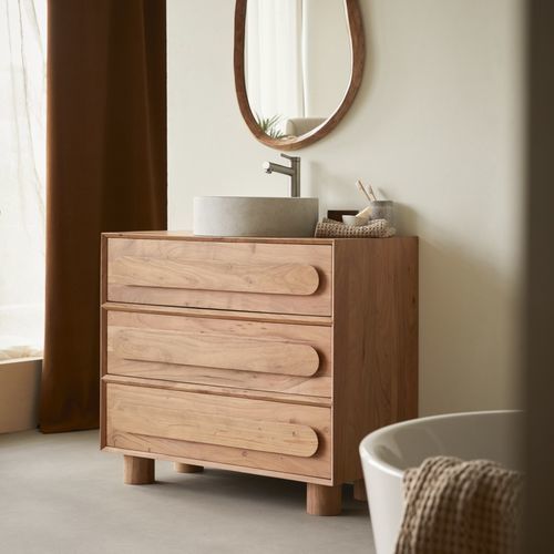Single under sink cabinet - OLGA - TICKET FOR THE MOON - free-standing / acacia / contemporary