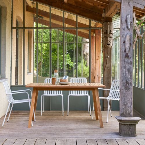 Contemporary dining table - PAMOA - Tikamoon - teak / teak base / rectangular