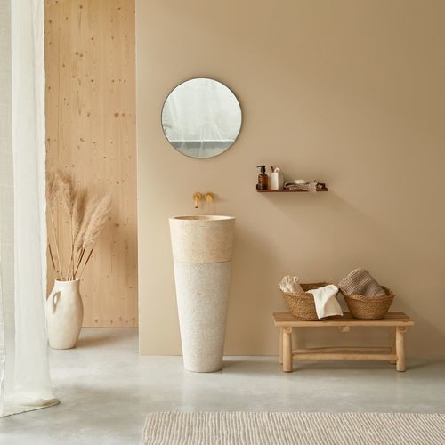 Countertop washbasin - KONI - Tikamoon - free-standing / marble / circular