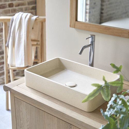 Countertop washbasin - IRIS - Tikamoon - terrazzo / durable / rectangular