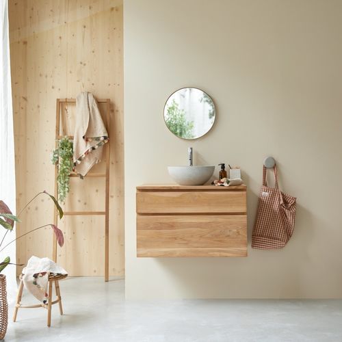 Single under sink cabinet - JACOB - Tikamoon - wall-hung / teak / solid wood
