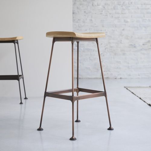 Contemporary bar stool - DIEGO - Tikamoon - ash / varnished wood / metal