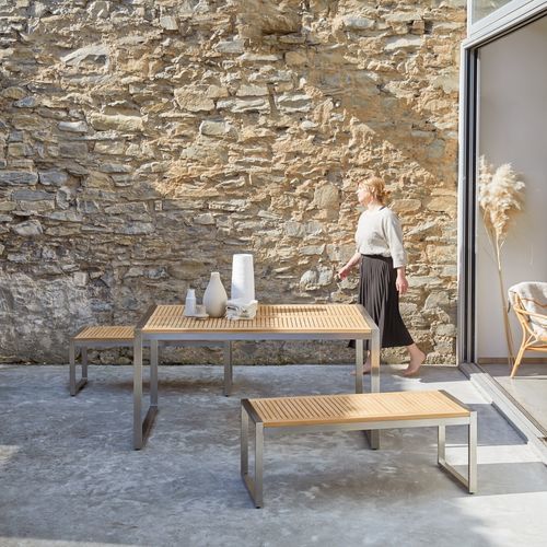 Contemporary table and chair set - ARNO - Tikamoon - patio / garden / stainless steel