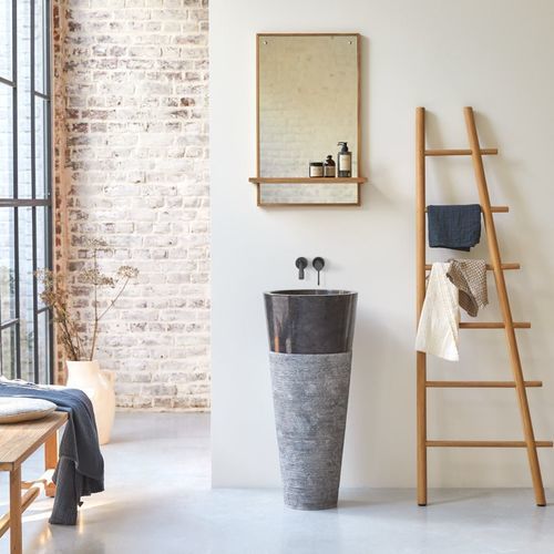 Free-standing washbasin - KONI - Tikamoon - marble / handmade / handcrafted
