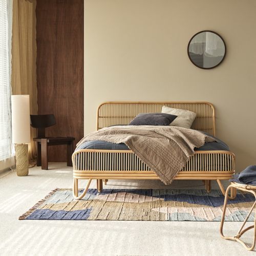 Two-person bed - SIMONE - Tikamoon - vintage / rattan / 160x200 cm