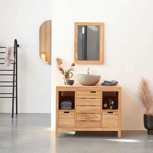 Single under sink cabinet - SERENA - Tikamoon - free-standing / metal / teak