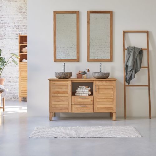 Double under sink cabinet - SOHO - Tikamoon - free-standing / metal / teak