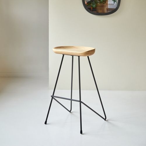Contemporary bar stool - MARI - Tikamoon - ash / metal / metal base
