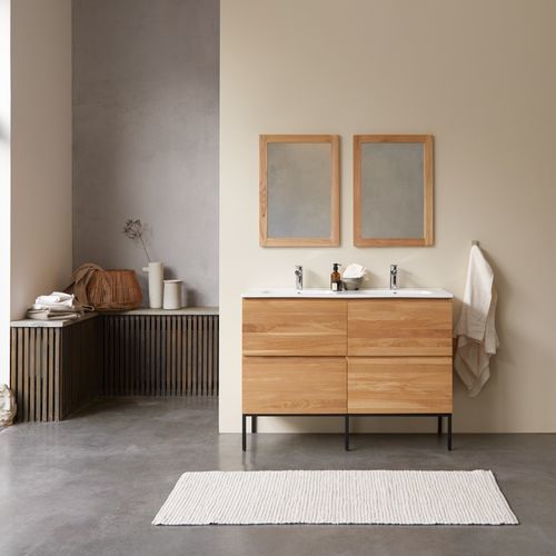 Double under sink cabinet - NOVA - Tikamoon - free-standing / metal / ceramic