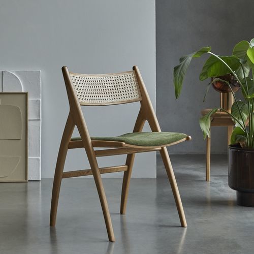 Contemporary chair - CLARA - Tikamoon - indoor / oak / rattan