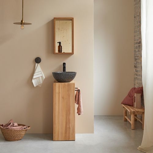 Single under sink cabinet - STELLE - Tikamoon - free-standing / teak / aged brass