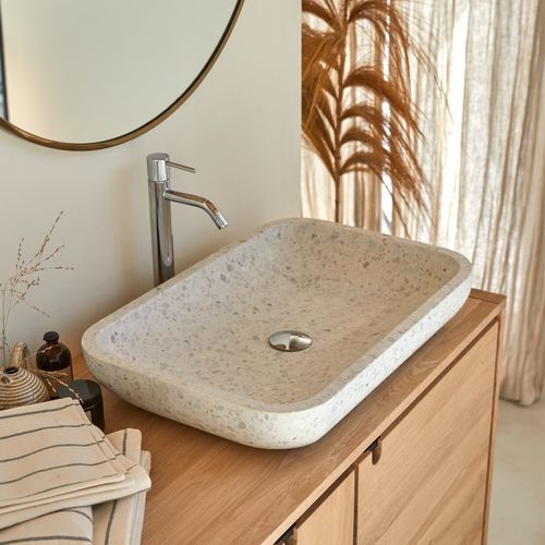 Countertop washbasin - CILAS - Tikamoon - built-in / marble / terrazzo