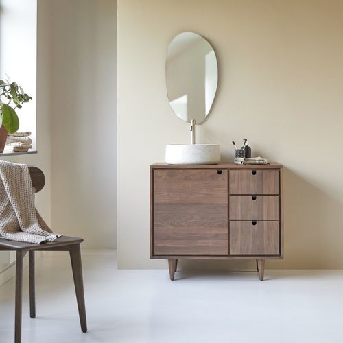 Single under sink cabinet - JON&Agrave;K - Tikamoon - free-standing / walnut / with door