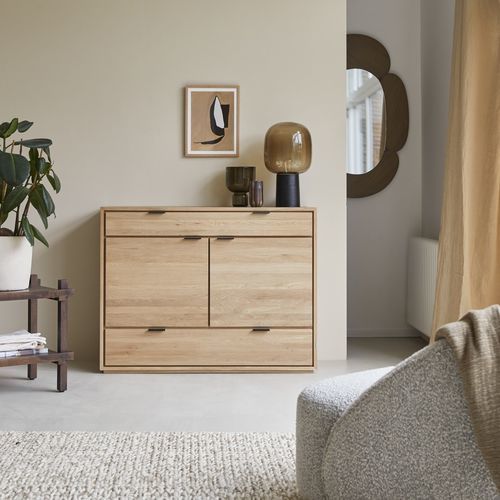 Contemporary sideboard - SENSON - Tikamoon - solid wood / oak / with shelf
