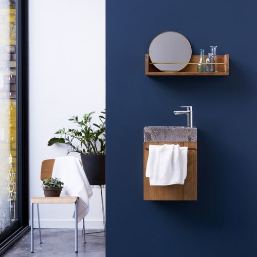 Wall-mounted washbasin cabinet - STELLE - Tikamoon - teak / marble / modern