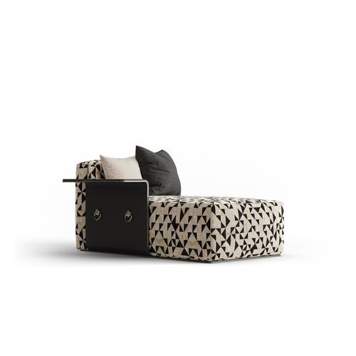 Contemporary chaise longue - DADA - Bablanc - fabric / polyurethane foam / leather