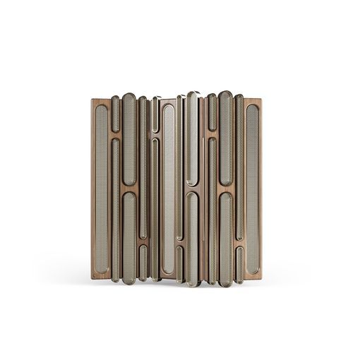 Contemporary screen - MARSHALL - Bablanc - solid wood / fabric / multi-color