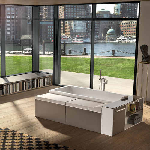Freestanding bathtub - MODULA F COMBI - Albatros - for homes / Solid Surface / contemporary