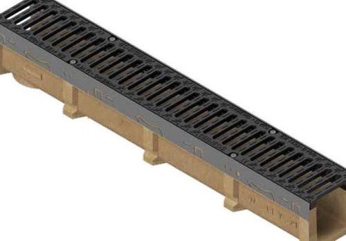 Drainage channel with grating - INZA PD - Inza Inox S.L. - polymer concrete / galvanised steel grate / road