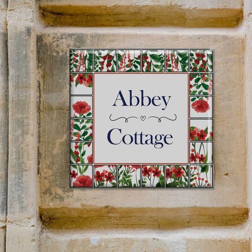 Door signage plate - COTTAGE HOUSE - Tempera Art Design - wall-mounted / porcelain / bonded