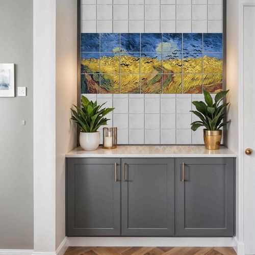 Porcelain tile - WHEATFIELD WITH CROWS BY VAN GOGH - Tempera Art Design - printed / for indoor use / living room