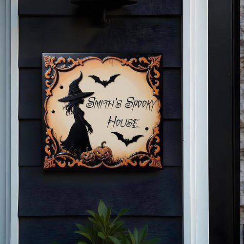 Hanging signboard - WITCHY HALLOWEEN  - Tempera Art Design - wall-mounted / wall-hung / porcelain