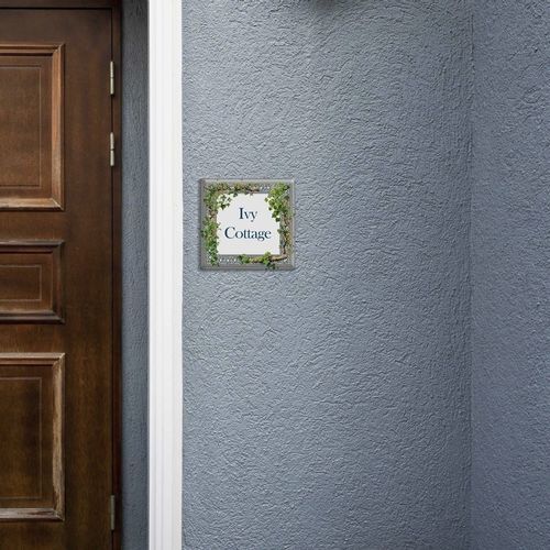 Door signage plate - IVY COTTAGE  - Tempera Art Design - hanging / wall-mounted / porcelain