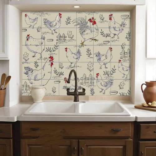 Porcelain backsplash - Tempera Art Design - ceramic / animal motif / panoramic
