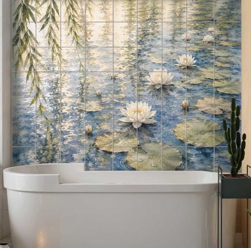 Ceramic mosaic tile - WATER LILY POND - Tempera Art Design - natural finish / for indoor use / outdoor