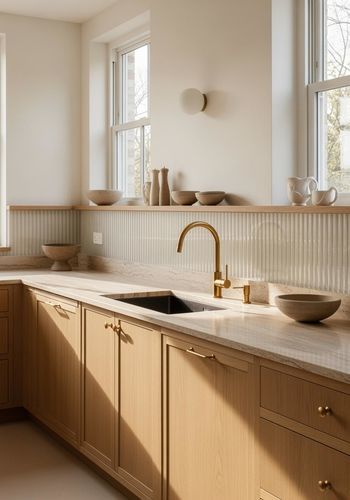 Tempered glass backsplash - CANNELÉ BEIGE - Infiniglass - glass / wave pattern / high-resistance