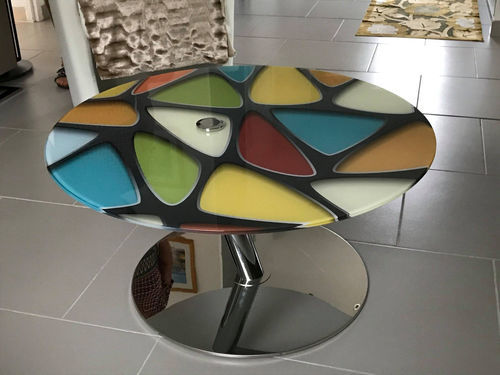 Glass coffee table - 8 - Infiniglass - tempered glass / round / home