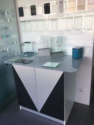 Modern sideboard - Infiniglass - sandblasted glass / tempered glass / glass
