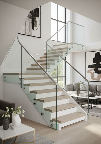 Contemporary fixed balustrade - 20 - Infiniglass - metal / tempered glass facing / glass