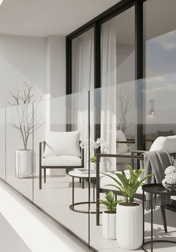 Modern fixed balustrade - 21 - Infiniglass - tempered glass facing / glass / for hotel