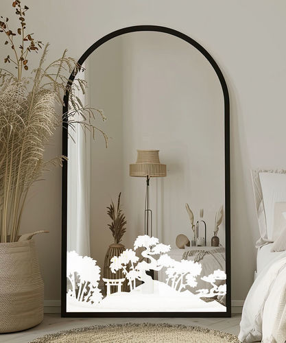 Free-standing mirror - motif paysage zen - Infiniglass - contemporary / golden