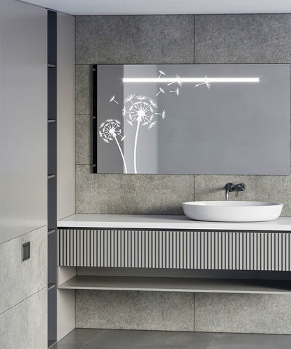 Patterned glass panel - Motif Pissenlit - Infiniglass - sandblasted / for door / for furniture