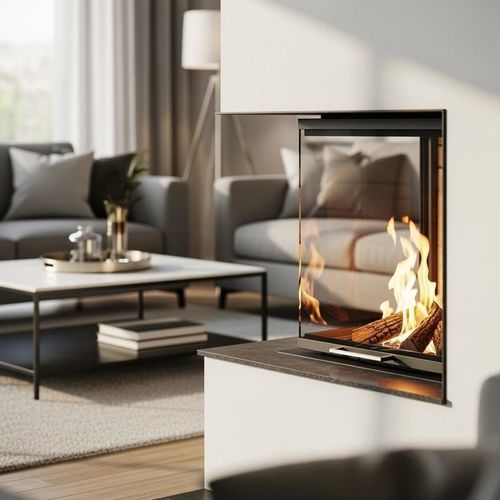 Built-in fireplace - Infiniglass - double-sided / closed hearth / glass