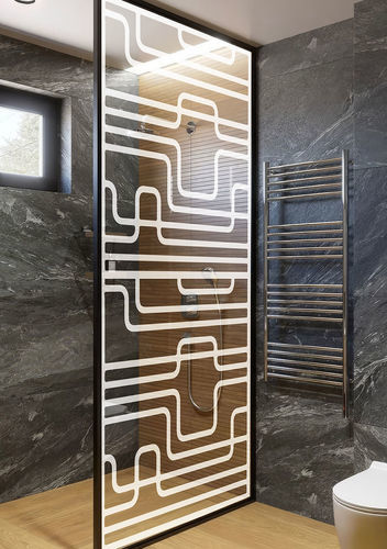 Patterned glass panel - ZIG ZAG - Infiniglass - sandblasted / printed / for window