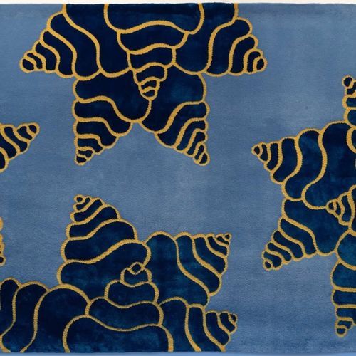Contemporary rug - NUBE BLU - L'Atelier Bérengère Guénant - wave pattern / New Zealand wool / vegetal silk
