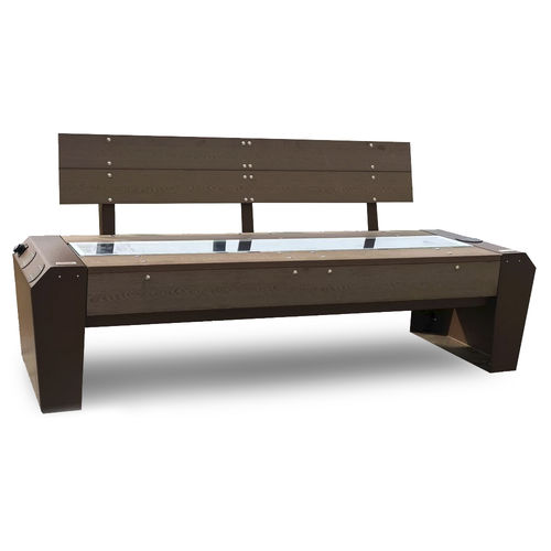 Contemporary public bench - SAMOTEC - LL53 - recycled plastic / powder-coated steel / with backrest