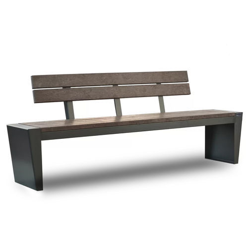 Contemporary public bench - SAMO - LL53 - recycled plastic / painted metal / with backrest