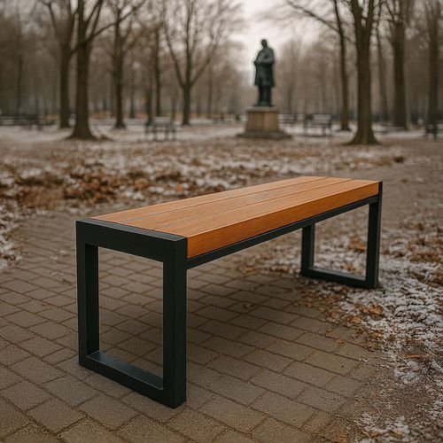Contemporary public bench - EPOQUE - LL53 - painted metal / wooden / without backrest