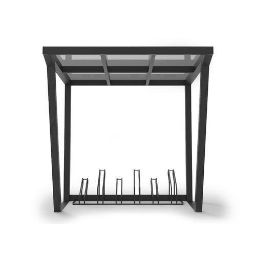 Polycarbonate canopy cycle shelter - SQUARE - LL53 - inclined / steel / multiplace