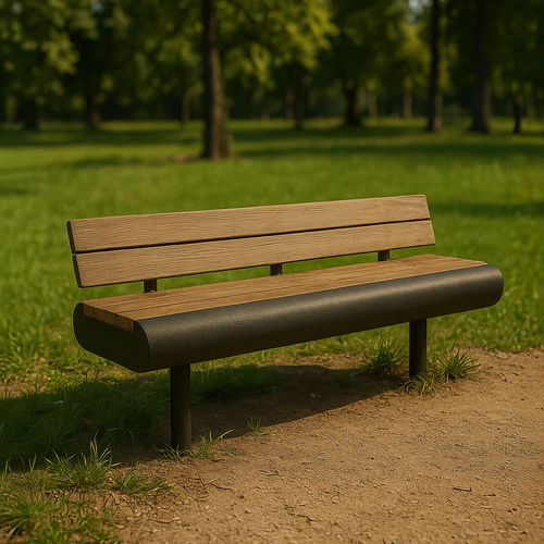 Contemporary public bench - MAO - LL53 - metal / solid wood / with backrest