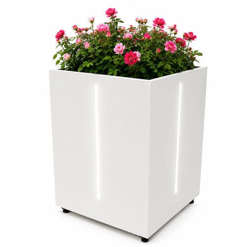 Stainless steel planter - LED - LL53 - rectangular / weatherproof / sustainable