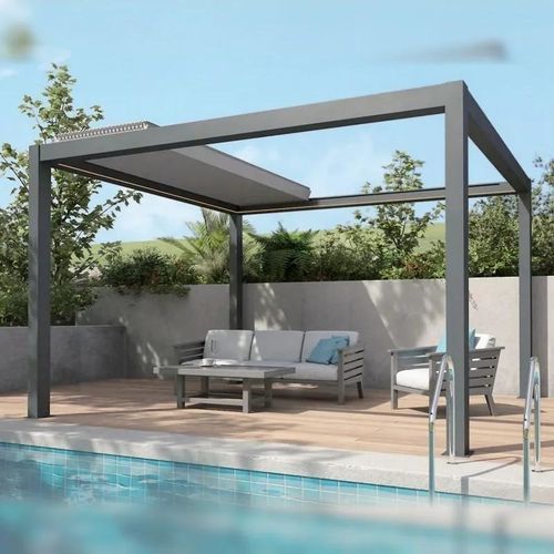Wall-mounted pergola - AL-120-C-KD - ALUX Pergola - self-supporting / aluminum / with mobile slats
