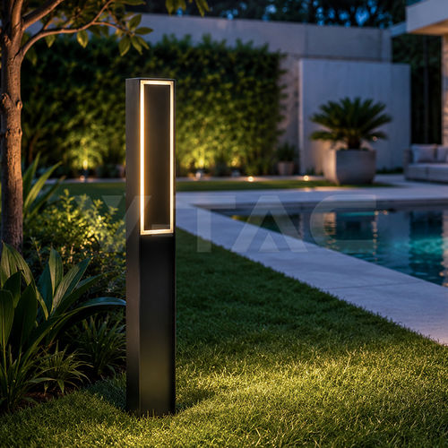 Garden bollard light - 24319 - V-TAC - for public spaces / contemporary / aluminum